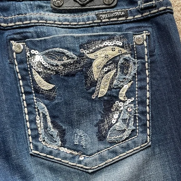 Miss Me 31 Blue Embellished Capris - Picture 12 of 13